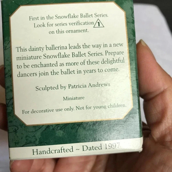 Vintage Christmas ornament Handcrafted 1997 Snowflake Ballet - Picture 3 of 3